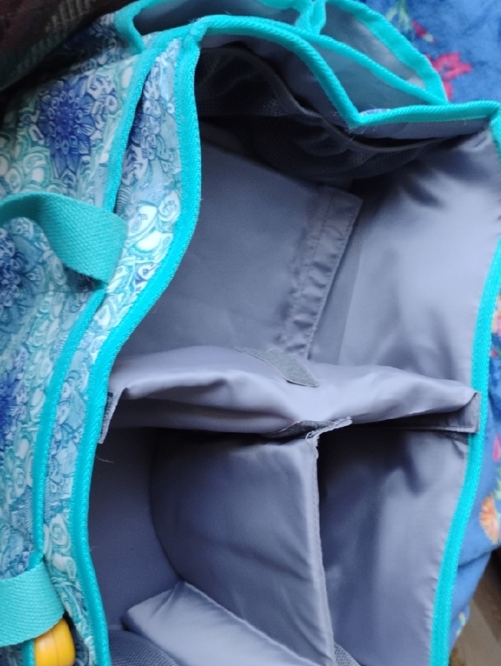 Teal Blue Patterned Organizer Tote - Picture 5 of 6